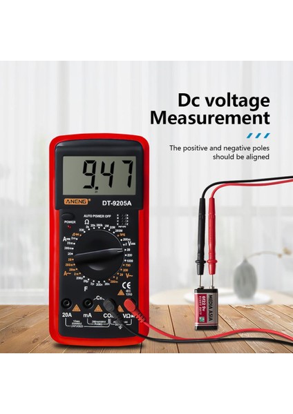 Sarı DT-9205A Dijital Multimetre Profesyonel Kapasitör Test Cihazı LCD Ekran Dijital Multimetre (Yurt Dışından)