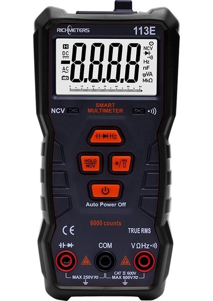 113E Siyah Dijital Multimetre 6000 Test Cihazı Profesyonel Ncv Gerçek Rms 100MF Kapasitans Ac (Yurt Dışından)