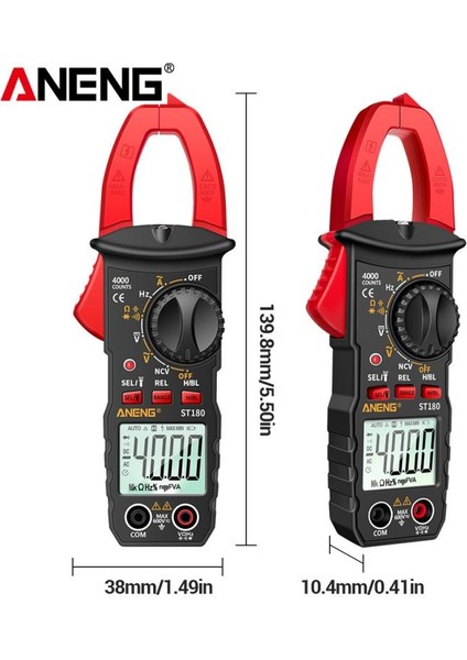 Siyah ST180 4000 Sayar Dijital Kelepçe Ölçer Ac Akım Multimetre Ampermetre Gerilim Test Cihazı (Yurt Dışından)