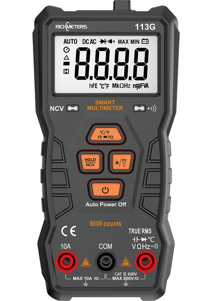 113G Siyah Dijital Multimetre 6000 Test Cihazı Profesyonel Ncv Gerçek Rms 100MF Kapasitans (Yurt Dışından)