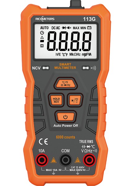 113G Siyah Dijital Multimetre 6000 Test Cihazı Profesyonel Ncv Gerçek Rms 100MF Kapasitans (Yurt Dışından)