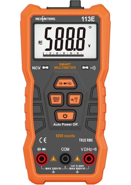 113G Siyah Dijital Multimetre 6000 Test Cihazı Profesyonel Ncv Gerçek Rms 100MF Kapasitans (Yurt Dışından)