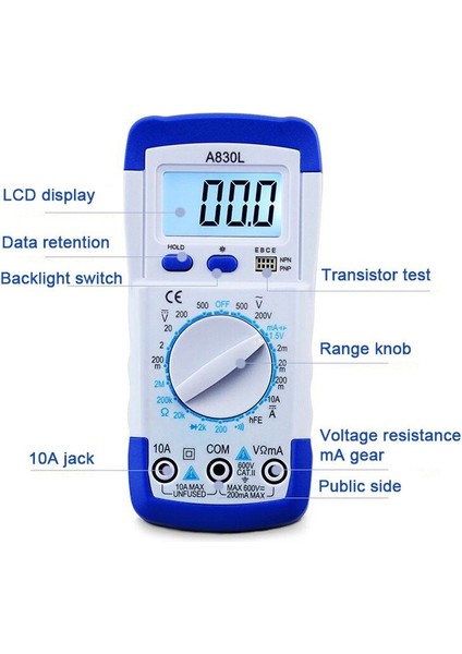20A Tel 110 cm Profesyonel Dijital Multimetre Test Cihazı LCD Dijital Test Cihazı Multimetre ile Buzzer (Yurt Dışından)