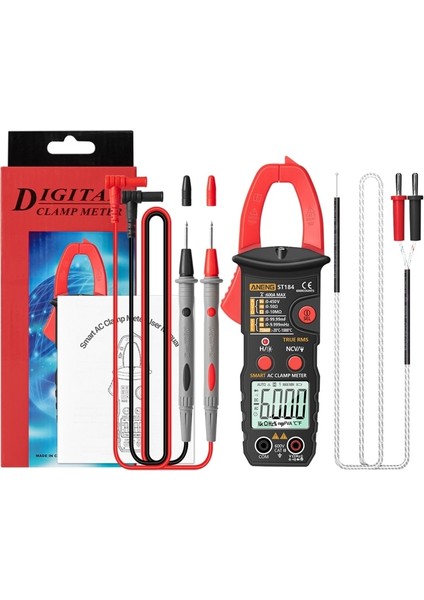 Kırmızı ST184 6000 Sayar Dijital Multimetre Kelepçe Ölçer Gerçek Rms Ac / Dc Gerilim Ohm Hz Dropshipping (Yurt Dışından)