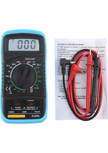 XL830L Mavi Yüksek Güvenlik Ac / Dc Multimetre LCD Dijital Volt Ohm Tester Metre Voltmetre ermetre (Yurt Dışından)