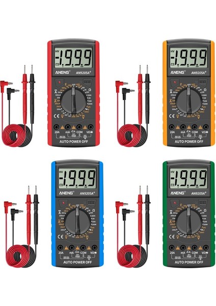 Kırmızı AN9205A + LCD Dijital Multimetre Voltmetre Ampermetre Direnç Test Cihazı Anti-Yanma Dropshipping (Yurt Dışından)