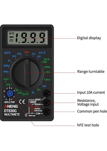 DT830X Sarı Taşınabilir DT830G Multimetre LCD Dijital Multimetre El LCD / Dc Ampermetre (Yurt Dışından)