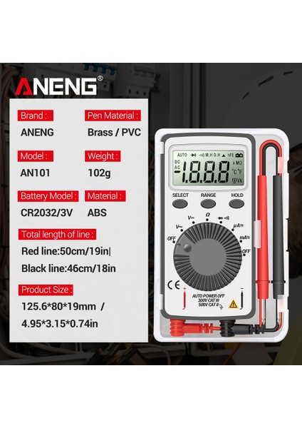 Beyaz Ac / Dc LCD Dijital Arka Işık Multimetre Manuel Voltmetre Ampermetre Ohm Test Cihazı Taşınabilir (Yurt Dışından)