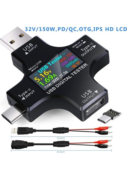 Siyah USB C Test Cihazı 2 1 C USB Test Cihazı Renkli Ekran IPS Dijital Multimetre Gerilim (Yurt Dışından) fırsatları
