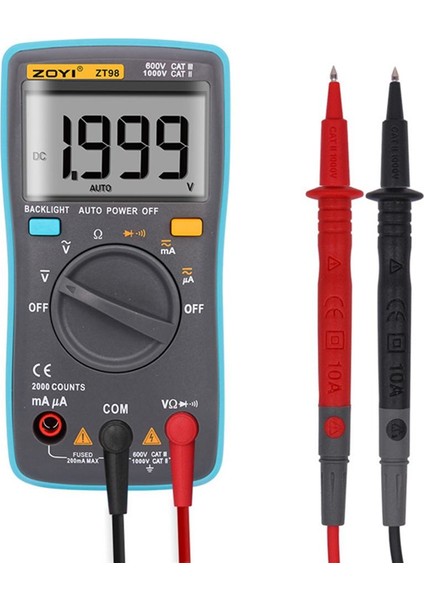 2000 Sayar Dijital Multimetre Ac / Dc Ampermetre Voltmetre Ohm Taşınabilir LCD Ekran Arka Işık (Yurt Dışından) fiyatları
