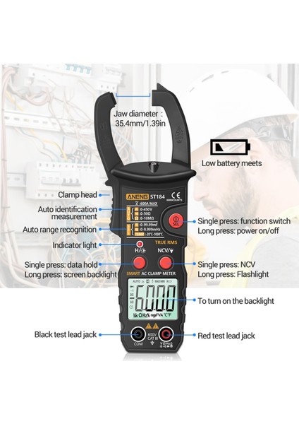 Sarı ST184 Dijital Kelepçe Multimetre Veri Holding Manuel Güçlü Tokluk Elektrikli Taşınabilir (Yurt Dışından) fırsatları