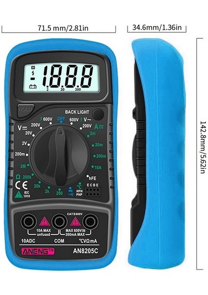 Mavi Dijital Multimetre Otomatik Voltmetre Profesyonel Test Cihazı Multimetre Termokupl ile (Yurt Dışından)