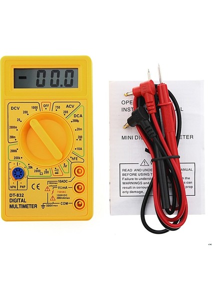 Sarı Profesyonel DT832 Dijital Multimetre LCD Dc Ac Voltmetre Ampermetre Ohm Test Cihazı (Yurt Dışından)