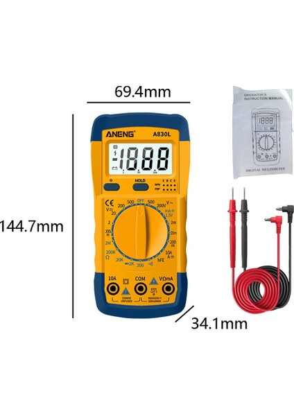 D Dijital Multimetre Ac Dc Gerilim Diyot Freguency LCD Multitester Akım Test Cihazı Işık Vites Buzzer Fonksiyonu ile A830 (Yurt Dışından)