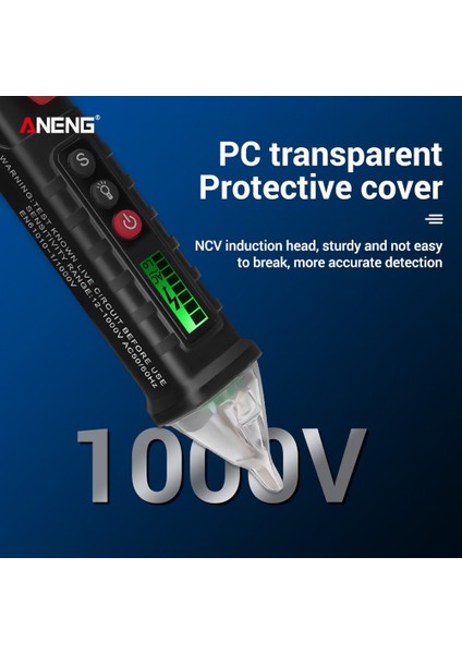 Kırmızı VC1010 Dijital Gerilim Dedektörleri 12-1000 V Ac / Dc Temassız Kalem Test Cihazı Ölçer LCD Ekran (Yurt Dışından) fırsatları