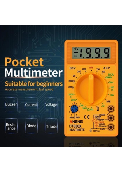 Siyah Mini Dijital Multimetre Cep Konut Metre Ac / Dc Akım Voltmetre Transistör (Yurt Dışından)