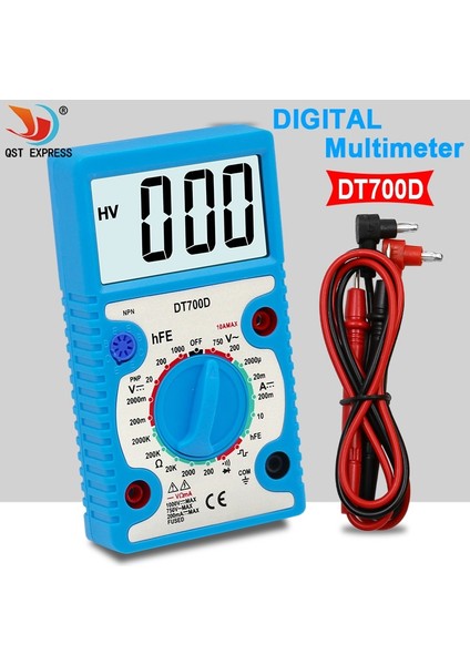 A830L Sarı Mavi Büyük Ekran Dijital Multimetre Buzzer Aşırı Yük Koruması Mini Kare Dalga (Yurt Dışından)