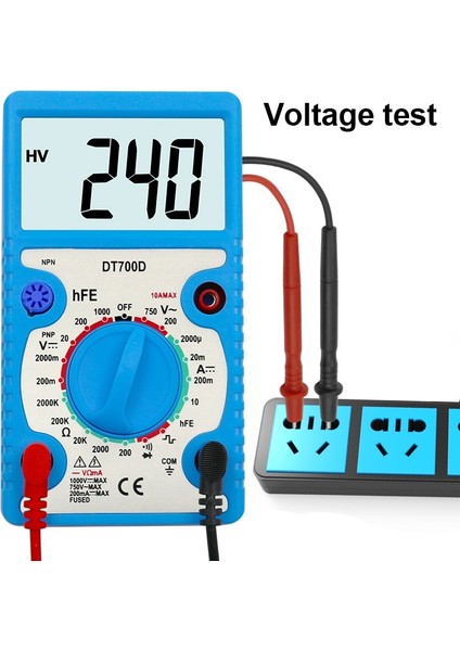 A830L Sarı Mavi Büyük Ekran Dijital Multimetre Buzzer Aşırı Yük Koruması Mini Kare Dalga (Yurt Dışından)