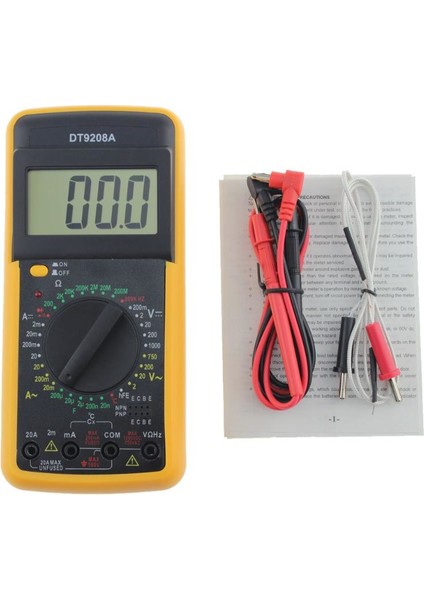 Turuncu DT9208A Dijital Multimetre LCD Ekran El Voltmetre Ampermetre Ohmmeter Kapasitans (Yurt Dışından)