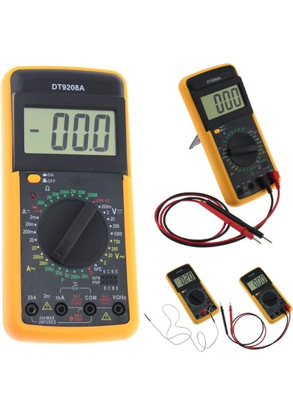 Turuncu DT9208A Dijital Multimetre LCD Ekran El Voltmetre Ampermetre Ohmmeter Kapasitans (Yurt Dışından)