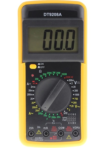Turuncu DT9208A Dijital Multimetre LCD Ekran El Voltmetre Ampermetre Ohmmeter Kapasitans (Yurt Dışından)