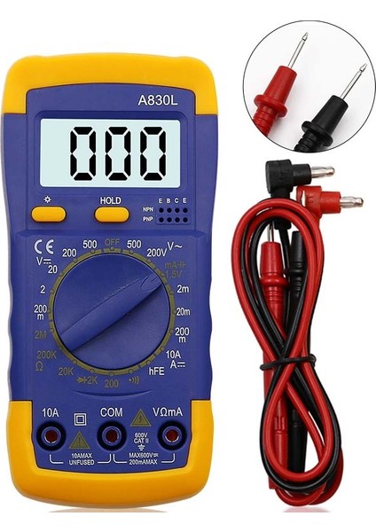 A830L Sarı Mavi LCD Dijital Multimetre Ac Dc Gerilim Diod Freguency Multitester Akım (Yurt Dışından)