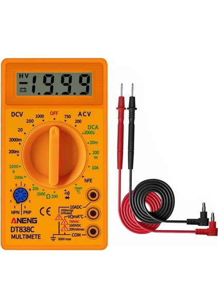 DT838C Sarı Taşınabilir DT830G Multimetre LCD Dijital Multimetre El LCD / Dc Ampermetre (Yurt Dışından)
