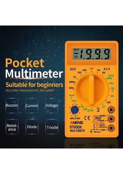 DT838C Sarı Taşınabilir DT830G Multimetre LCD Dijital Multimetre El LCD / Dc Ampermetre (Yurt Dışından)