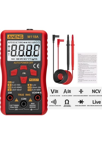 Mavi 14.3 x 7.2 x 3.5 cm M118A Mini Multimetre Dijital Test Cihazı Otomatik Mmultimetro Gerçek Rms Tranistor (Yurt Dışından) fiyatları
