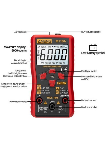 Mavi 14.3 x 7.2 x 3.5 cm M118A Mini Multimetre Dijital Test Cihazı Otomatik Mmultimetro Gerçek Rms Tranistor (Yurt Dışından) fırsatları