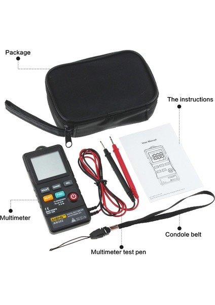 AN302 Mini Dijital Multimetre 1999COUNTS Ac / Dc Voltmetre Dirençli Ampermetre Ölçer Test Cihazı (Yurt Dışından)