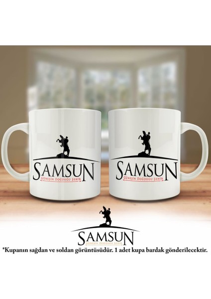 Çift Yön Renkli Baskılı Samsun Silüeti - Şehir Kupa Bardak