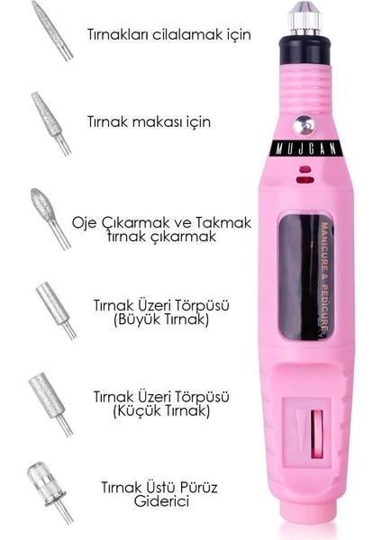 Mujgan Elektrikli Manikür-Pedikür-Törpü Makinesi Pembe Mujgan