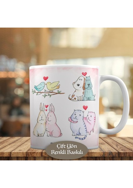Daldaki Kuşlar Sevimli Kedi Köpek Kupa Bardak HEDIYELIK-2147744643