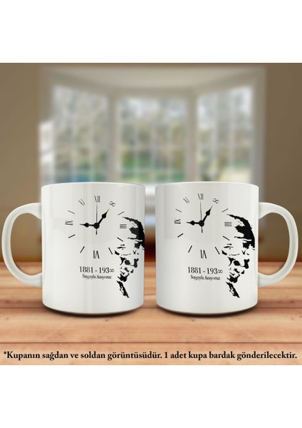 Asil Hediyelik Çift Yön Renkli Baskılı 10 Kasım - Saat 9.05 -Mustafa Kemal Atatürk Günü Kupa Bardak