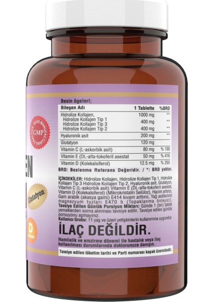 Collagen Kollajen 1000 Mg Tip 1-2-3 Vitamin C - 90 Tablet