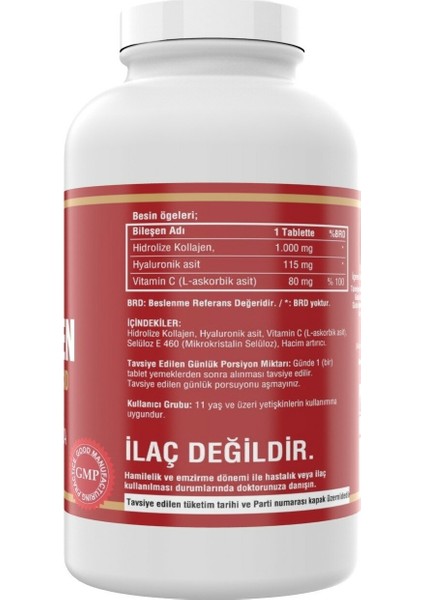 Hidrolize Collagen Hyaluronic Acid Vitamin C 300 Tablet fiyatları