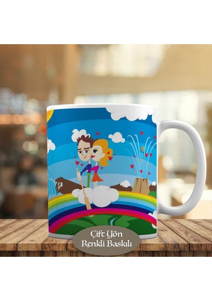 Bulut Üstünde Gezen Çift Kupa Bardak HEDIYELIK-21-1614