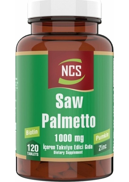 Saw Palmetto 1000 Mg Pumpkin Biotin Zinc Complex 120 Tablet