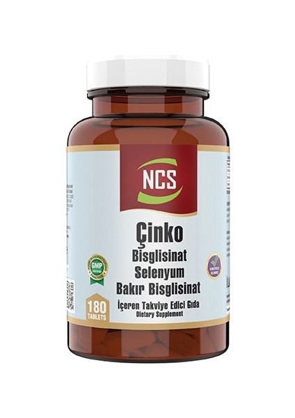 Çinko Bisglisinat Selenyum Bakır Bisglisinat 180 Tablet
