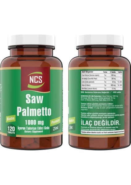Saw Palmetto 1000 Mg 120 Tablet Çinko & Vitamin D3-K2 120 Tablet fiyatları