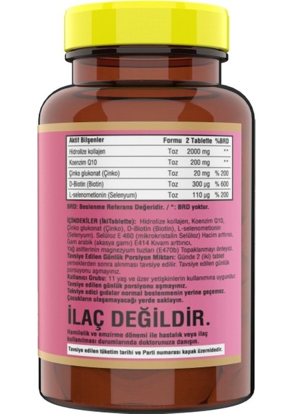 Collagen Coenzyme Q10 Biotin Zinc Selenium 30 Tablet 3 Kutu