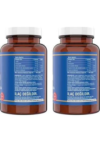 Lutein 15 Mg Astaksantin 12 Mg 60 Tablet 2 Kutu fiyatları