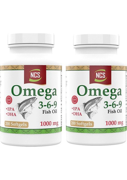 Omega 3-6-9 Fish Oil 1000mg 2 Kutu 200 Softgels 2 Kutu