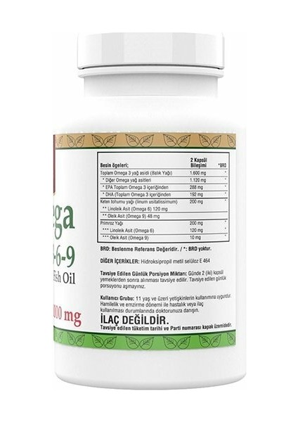 Omega 3-6-9 Fish Oil 1000mg 2 Kutu 200 Softgels 2 Kutu modelleri