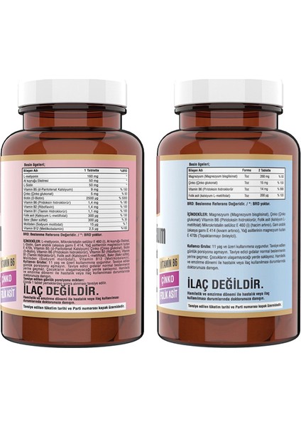 Çinko Glukonat 120 Tablet & Zma Magnesium Çinko 120 Tablet