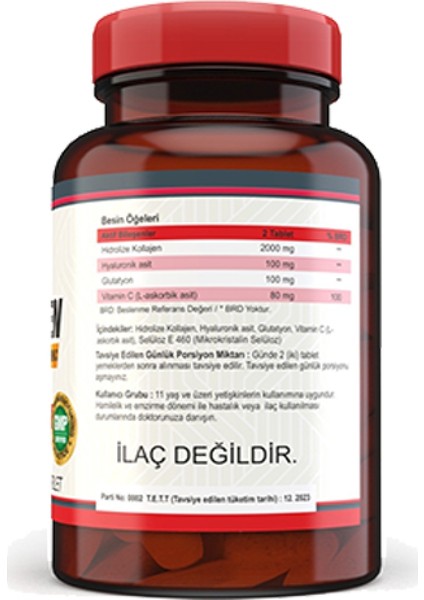 Collagen Hyluronic Acid Vitamin C Glutathione 120 Tablet