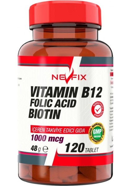 Vitamin B12 Folic Acid Biotin 1000 Mcg 120 Tablet