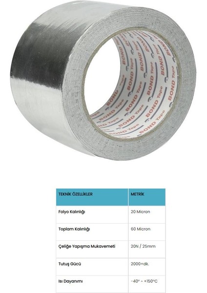 Alüminyum Folyo Bant Sızdırmazlık 48MM x 25 Metre Buhar Kesici Özellik Klima Tesisat Neme Dayanıklı Izolasyon Agmair Agm Havalandırma