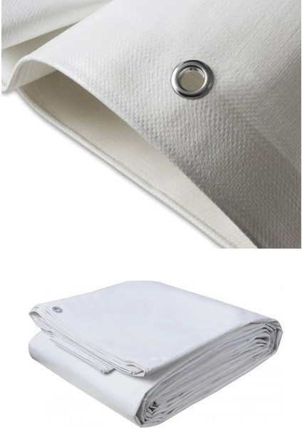 3x3 Metre Beyaz Ebatlı Pvc Branda Hazır Çadır Gölgelik Su Geçirmez Tente Koruyucu Koruma Örtü Kapsüllü